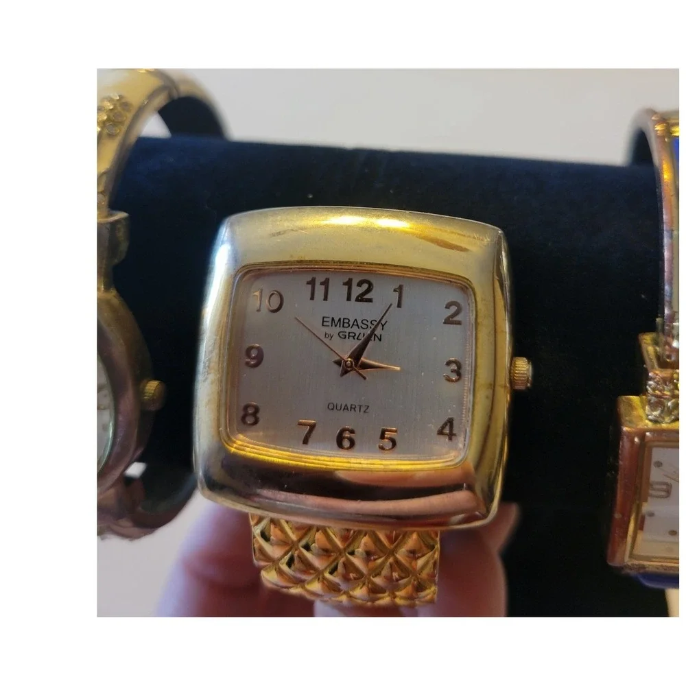Vintage Watch Lot of 5 Gruen Embassy Studio Time Gold Silver tone * For Parts